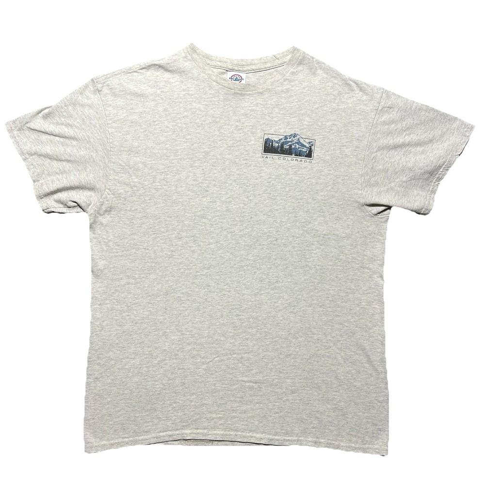 Vintage Vail Colorado Ski Mountain Graphic T Shirt Mens Large Gray Outdoor Tee