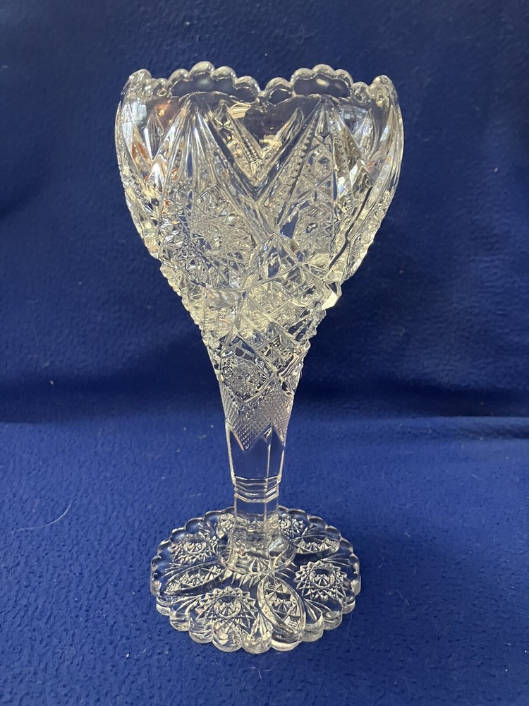 Antique Feather, Notch, Button Charlie Style Vase Imperial Glass Ohio
