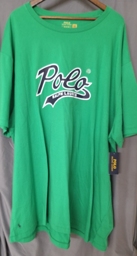 Polo Ralph Lauren Mens Big & Tall White Graphic Logo T-Shirt Size 5XB green NWT