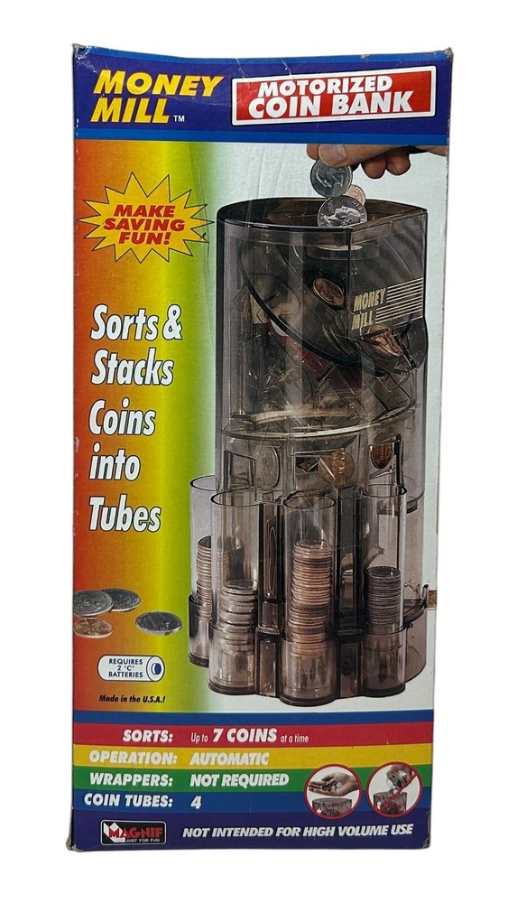 Vintage 2003 Magnif Money Mill Motorized Coin Sorter Bank Sorts Stacks Coins USA