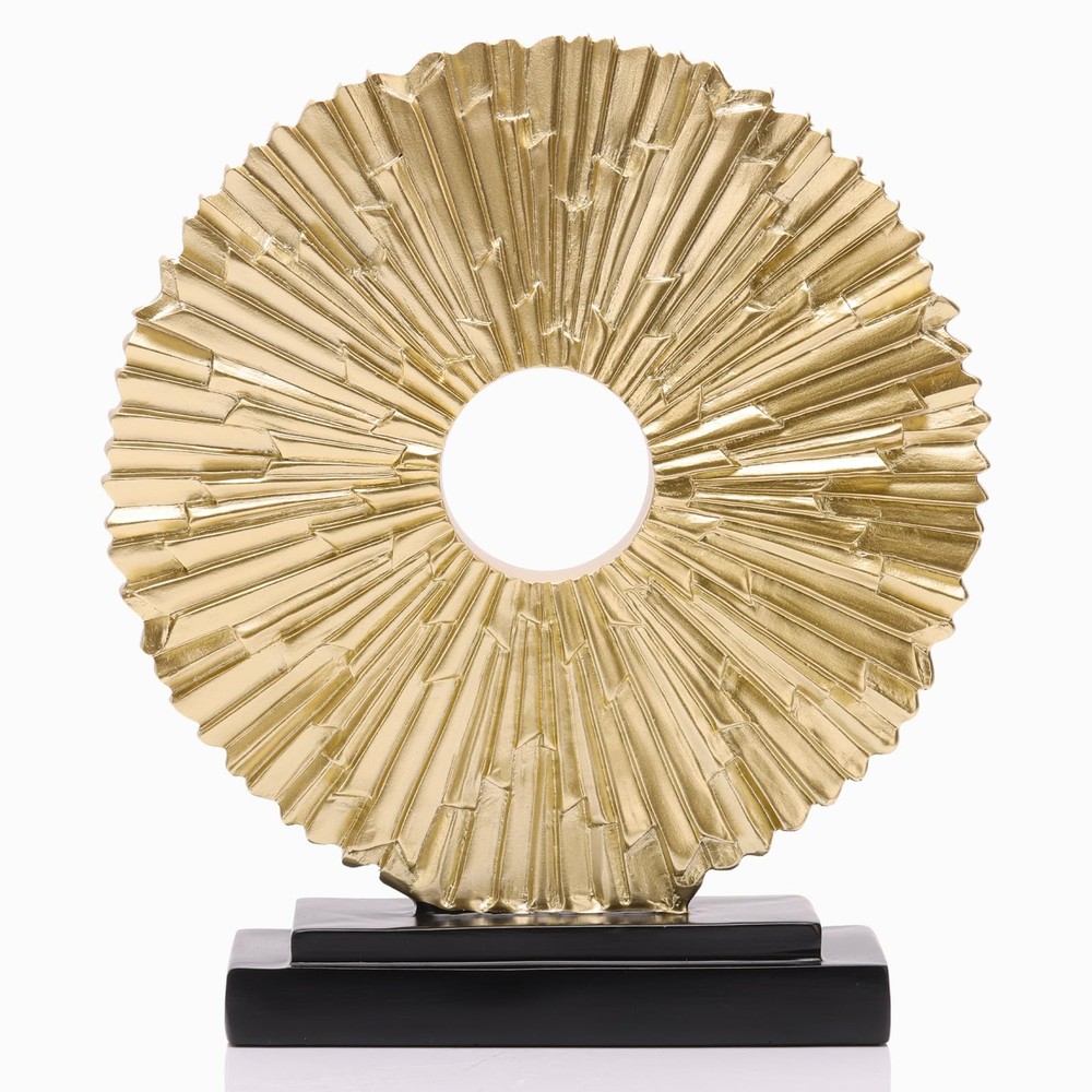 Gold Home Decor Sculpture, Unique Round line Statue, Modern Home Decor, Decor...