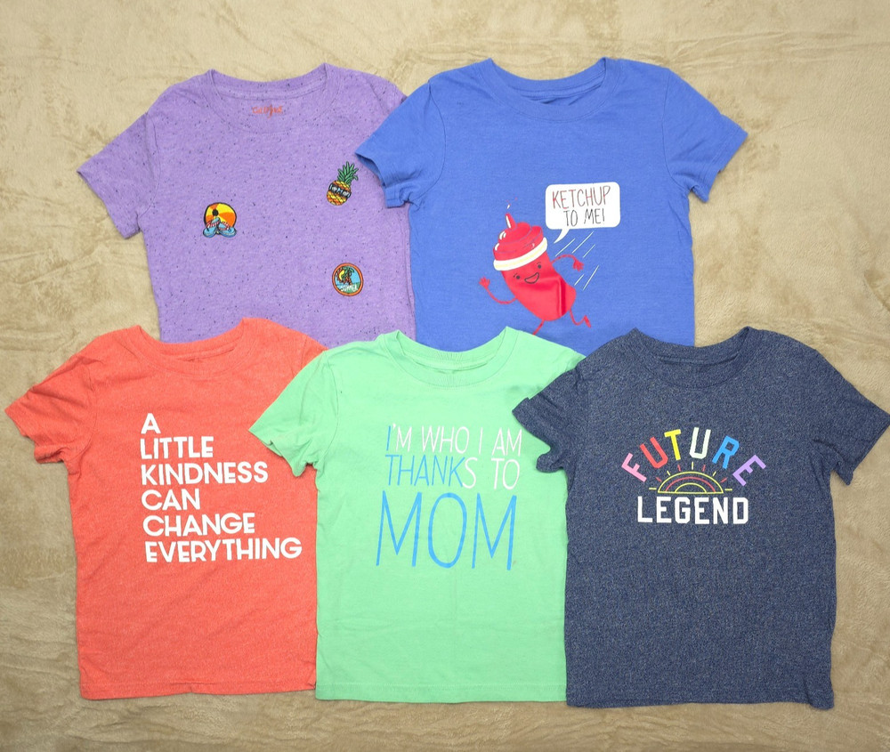 Cat & Jack Boys 5T Graphic T-Shirt Bundle Lot of 5 Tees Fun Colorful