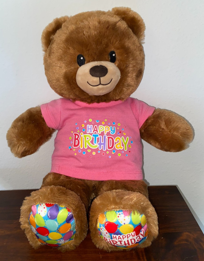 Build A Bear Happy Birthday Balloons Brown Stuffed Animal BAB 15” Plush
