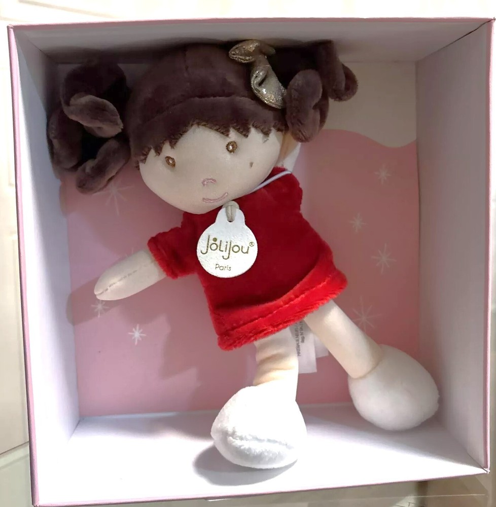 JOLIJOU Paris France My First Santa Doll Red Dress