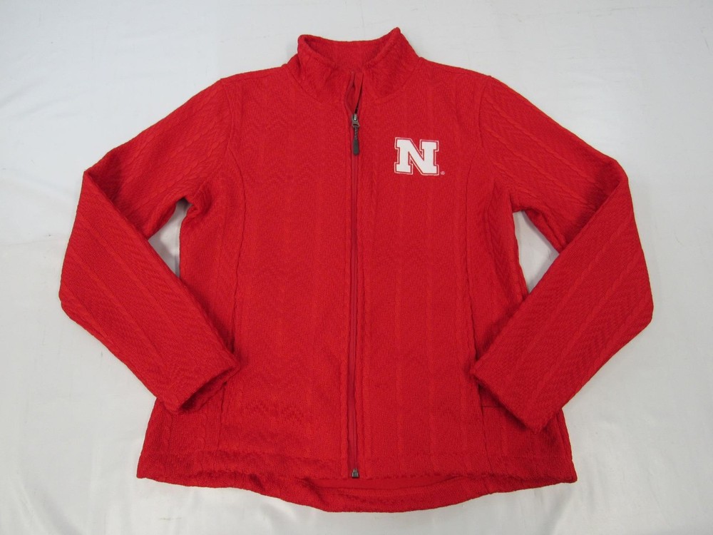 New (Minor Flaw) Nebraska Corn Huskers Womens Size M Medium Full-Zip Red Jacket