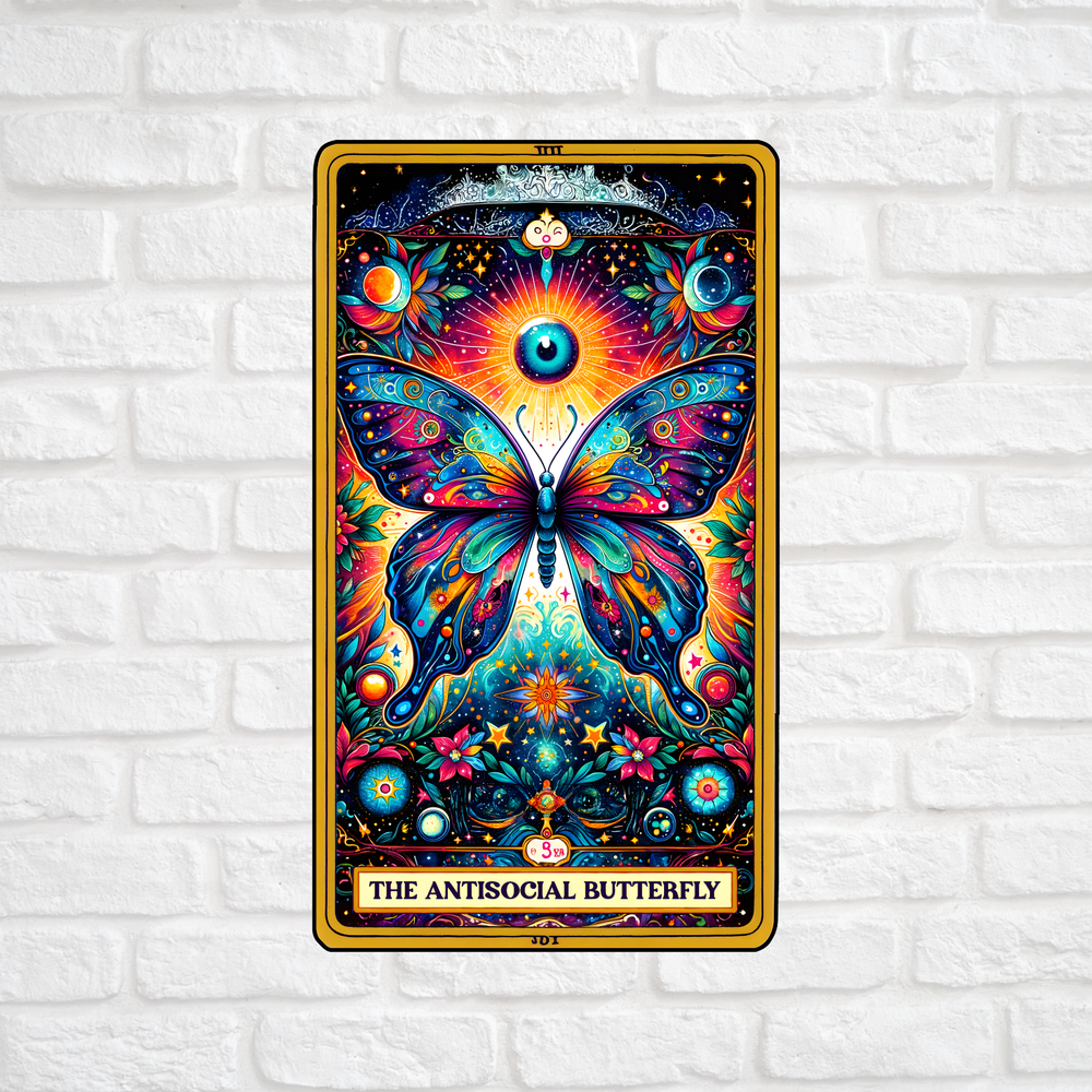 Gothic funny antisocial butterfly tarot card vinyl decal sticker
