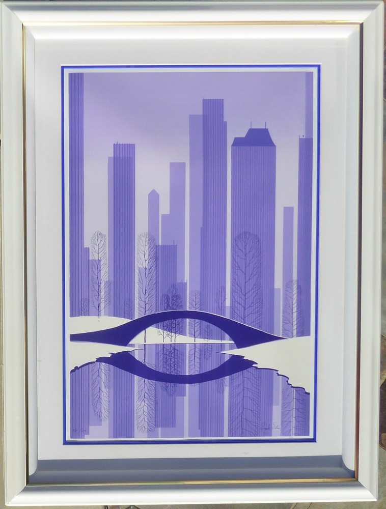 Eyvind Earle CENTRAL PARK Hand signed Serigraph Disney Magic Realism FRAMED