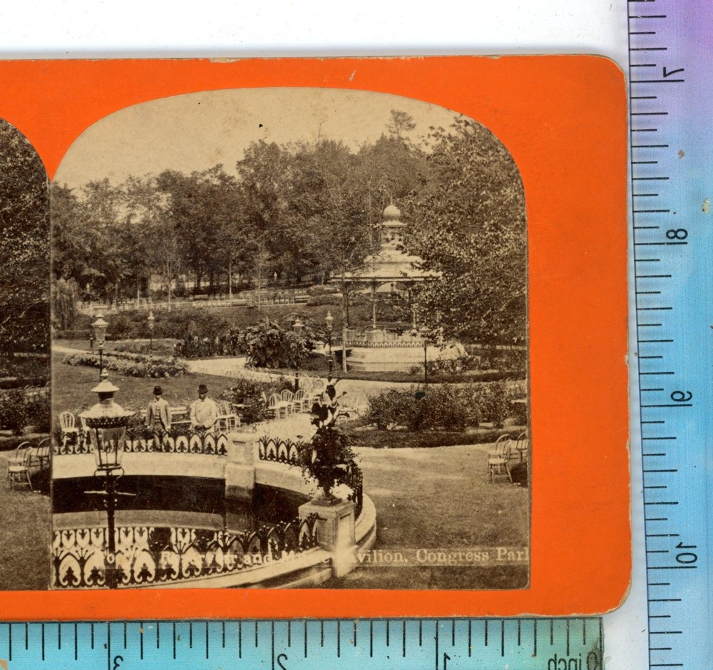 Pavilion Congress Park Saratoga NY New York Stereoview