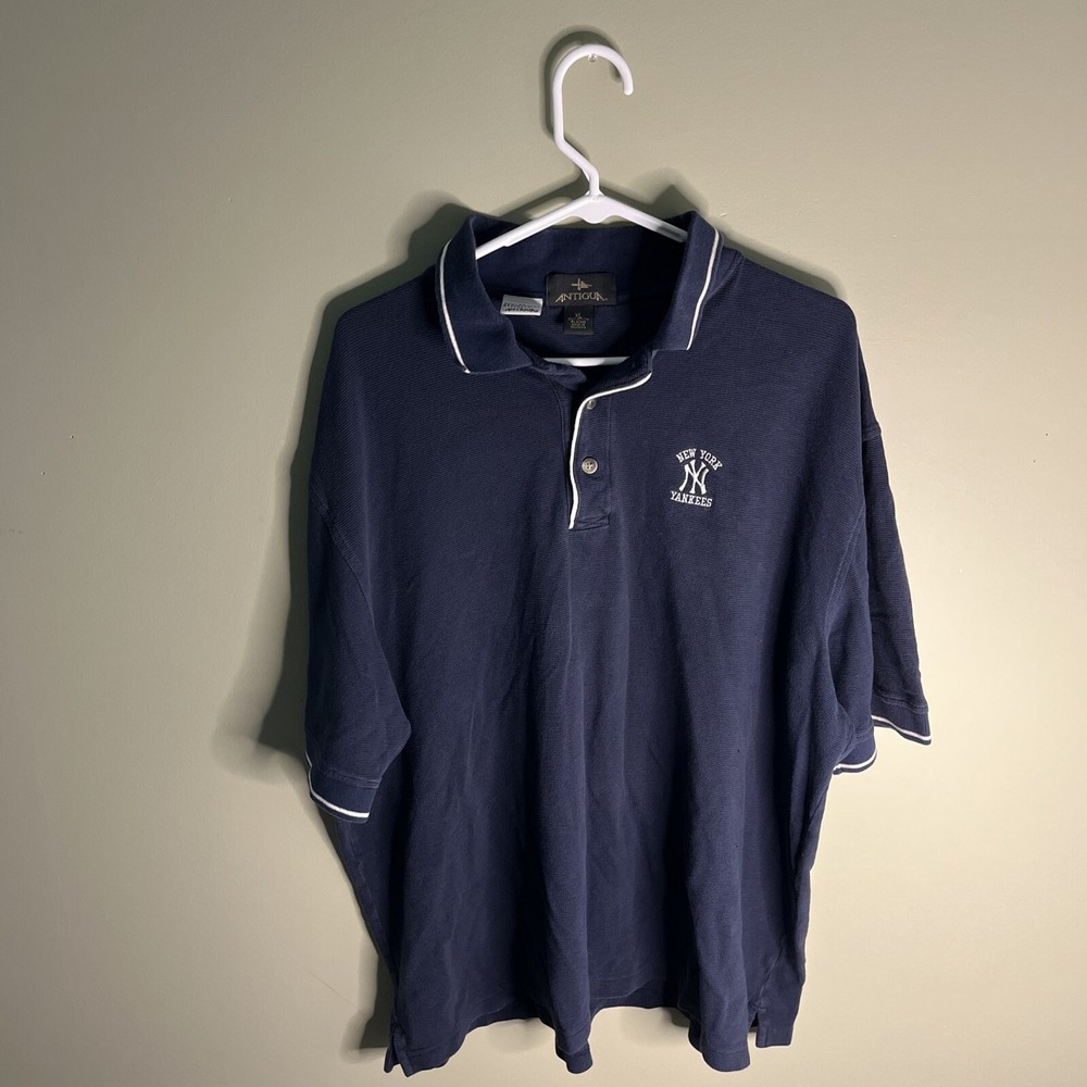 New York Yankees Vintage MLB Polo Navy Blue Size XL Authentic Antigua