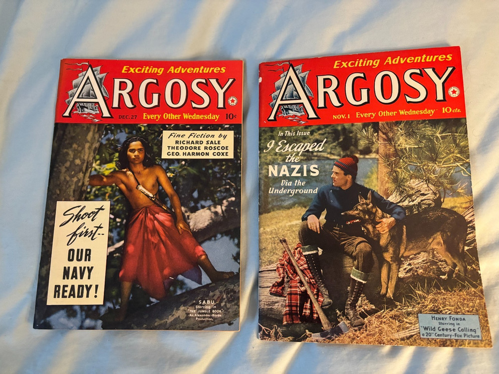 2 Argosy movie photo covers Nov 1 & Dec 27 1941 VG+ Henry Fonda & Sabu