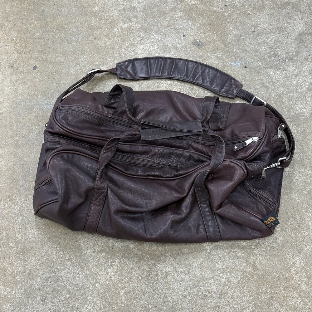 Vintage Canyon Outback Leather Brown Duffel Bag Weekender 22” Real Leather VTG