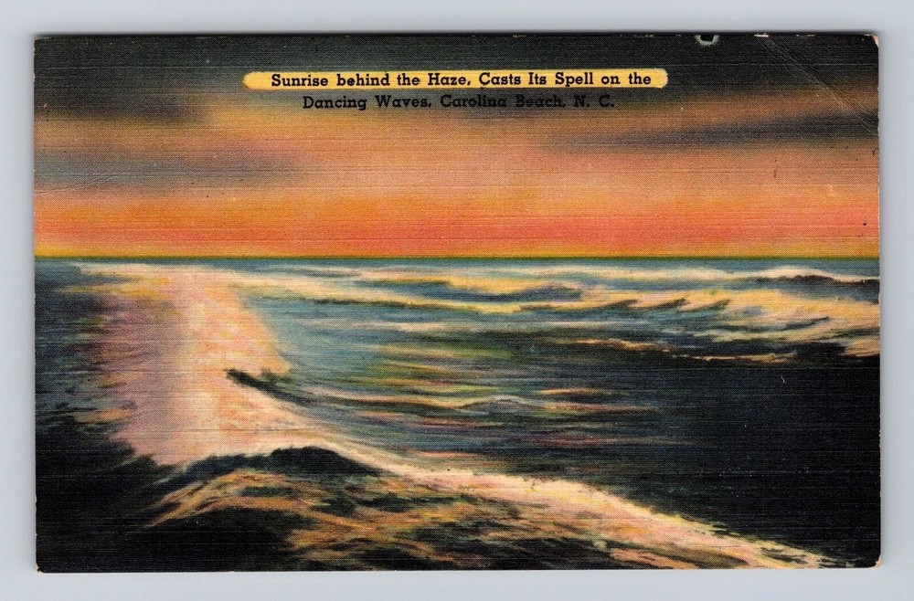 Carolina Beach SC-South Carolina, Sunrise on Ocean, Antique Vintage Postcard