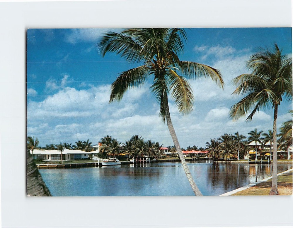Postcard Romantic Waterway int he Venice of America Fort Lauderdale Florida USA