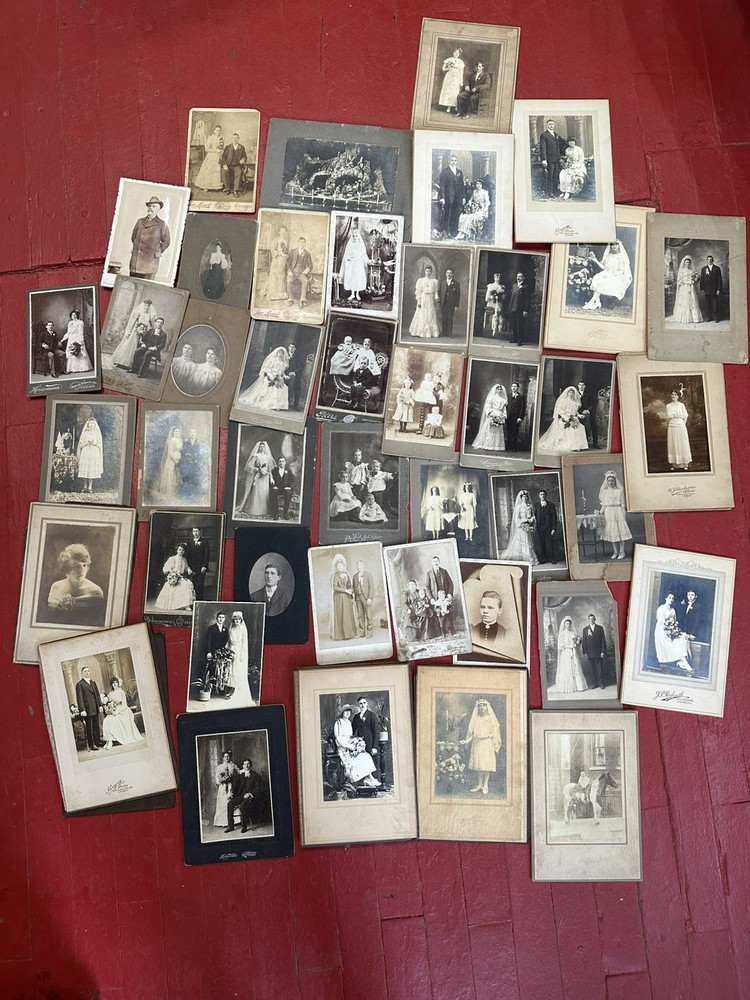 Lot of 42 Antique Photographs Cabinet Cards 1890s-1920s People Places