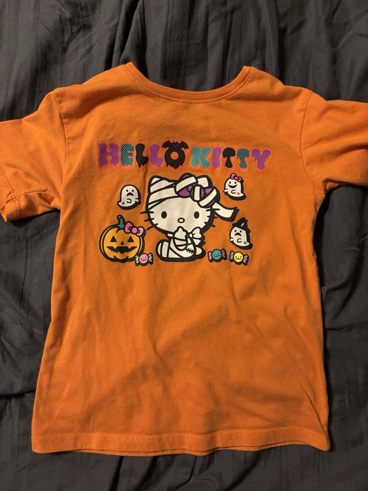 Hello Kitty by Sanrio Girls Halloween Graphic Print Orange T-Shirt S (6-6X)