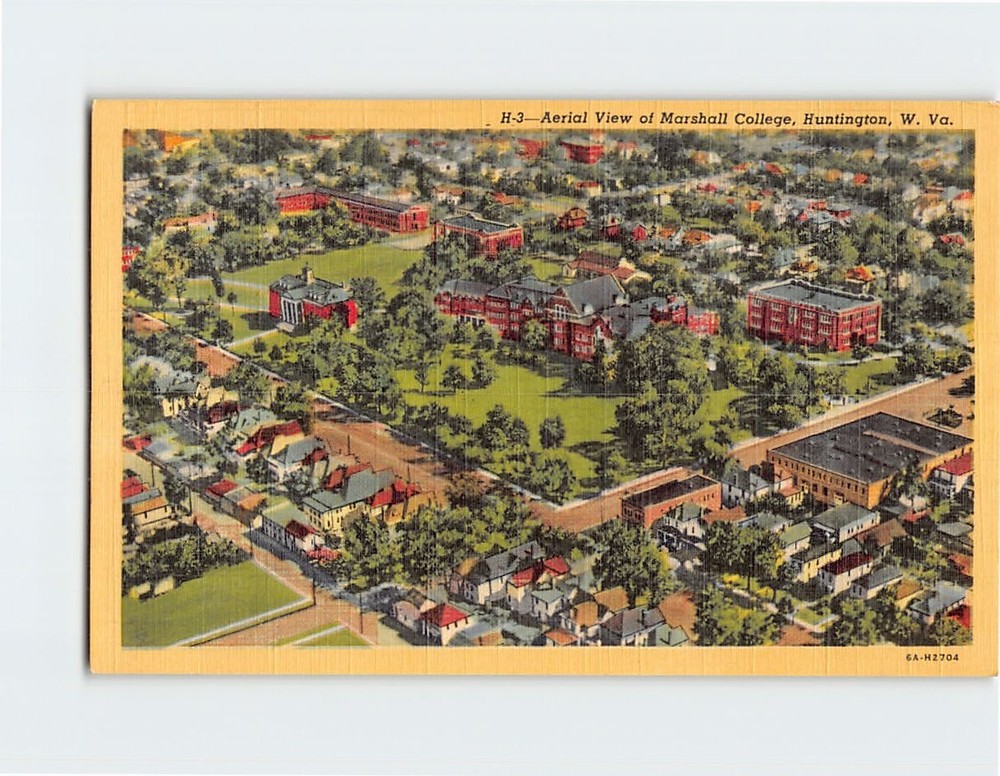 Postcard Aerial View Marshall College Huntington West Virginia USA