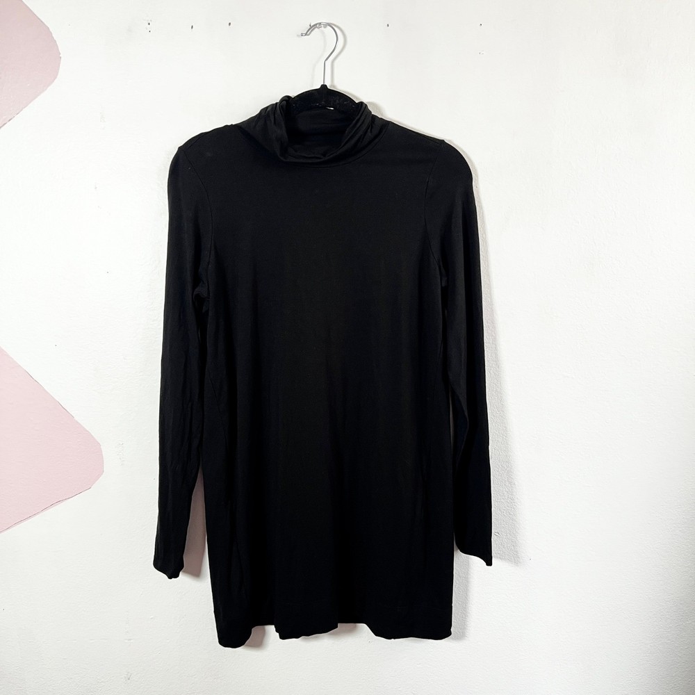 J. Jill Luxe Supima Turtleneck Top Women's Small Black Long Sleeve