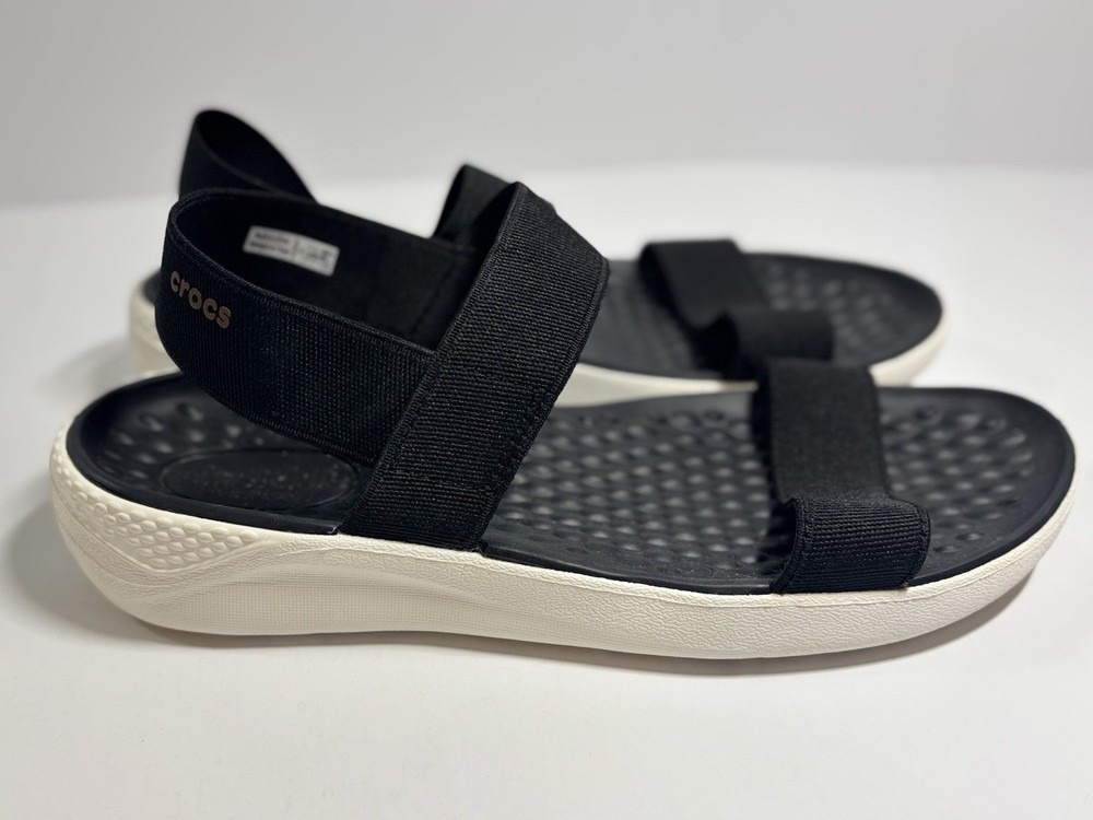 Crocs LiteRide Womens Black Strappy Sandals Size 9 205106