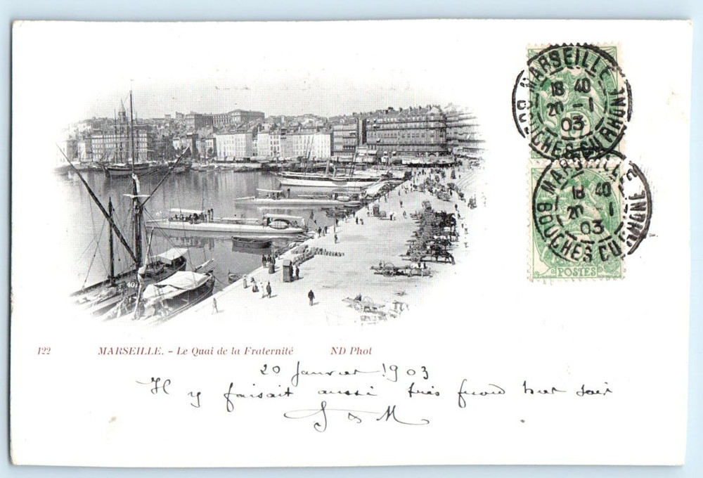 Le Quai de la Fraternite - Marseille FRANCE UDB 1903 Postcard