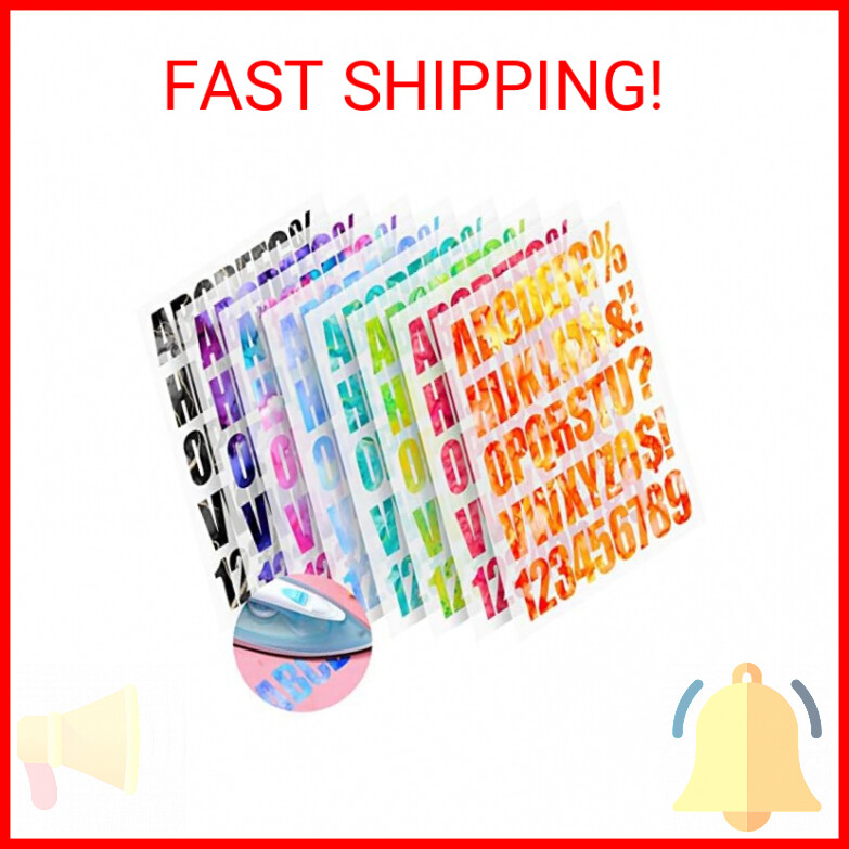 DoreenBow 8 Sheets 2 Inch Iron on Letters and Numbers for Clothing T Shirts Fabr