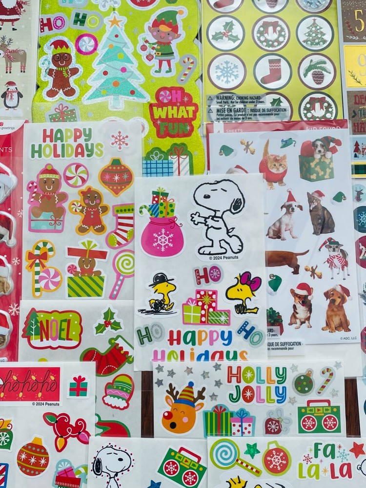 10 Pack | Christmas Gift Sticker Snowman Penguin Dog Cat Stickers Peanuts