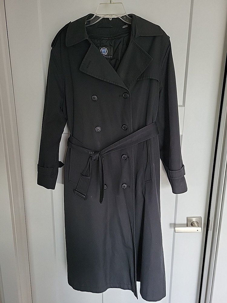 VTG William Wallace Flight Crew Size 10 Black Belted Thinsulate Trench Coat