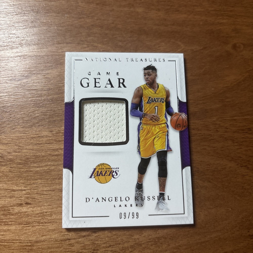 D'Angelo Russell 2021 National Treasures Materials game worn patch /99