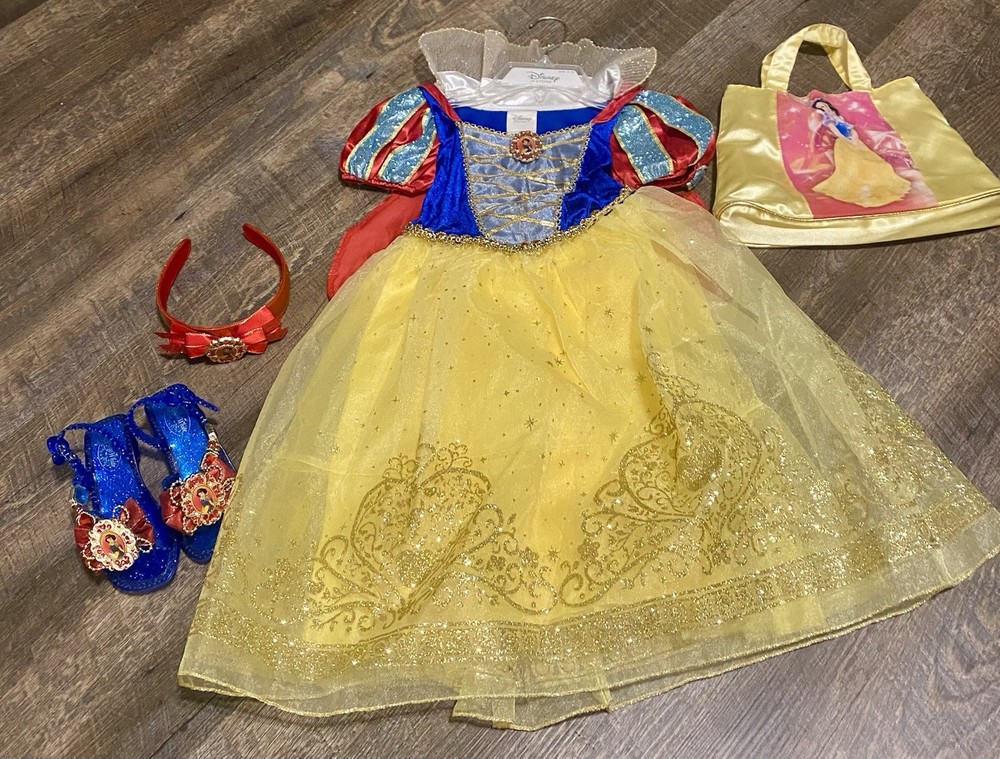 Disney Store Snow White Princess Dress with Shoes Headband Purse Set