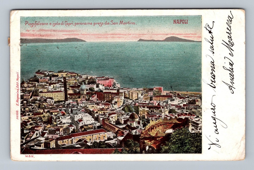Italy- Naples Island Of Capri From San Martino Postal Old PC Card View Postcard