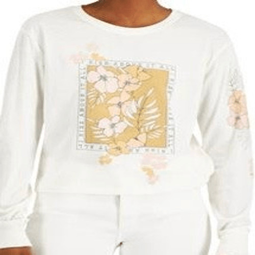 Love Tribe Womens Rise Above Crewneck Floral Graphic T-Shirt Size L