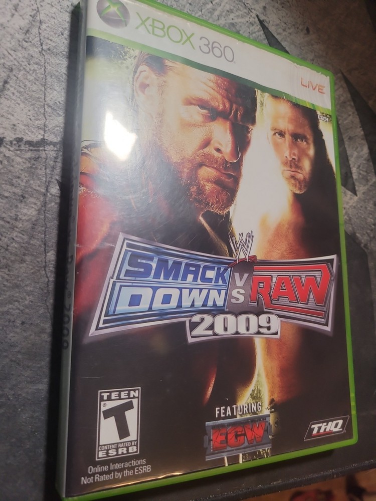 WWE Smackdown Vs. Raw 2009 (Microsoft Xbox360, 2008) Authentic Mint Disc