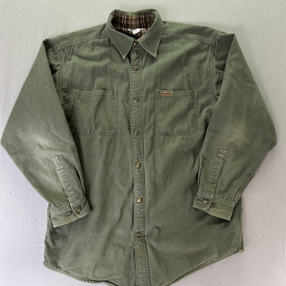 Carhartt Flannel Lined Shirt Jacket Shacket Green Cotton Canvas Men’s Medium