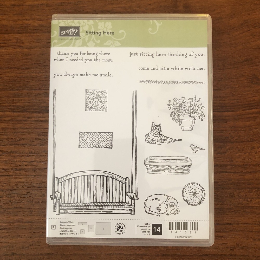 Stampin Up SITTING HERE Stamp Set Porch Swing Car Dog Birds Scene Builder