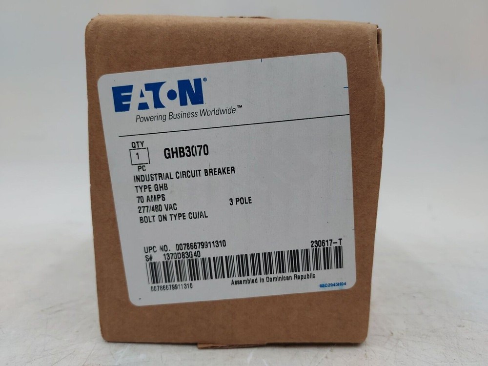 EATON CH GHB3070 Bolt On Circuit Breaker 70A 480/277V 3 POLE 70 Amp GHB
