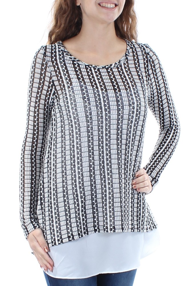 BAR III Womens Ivory Long Sleeve Jewel Neck Top Size: XS