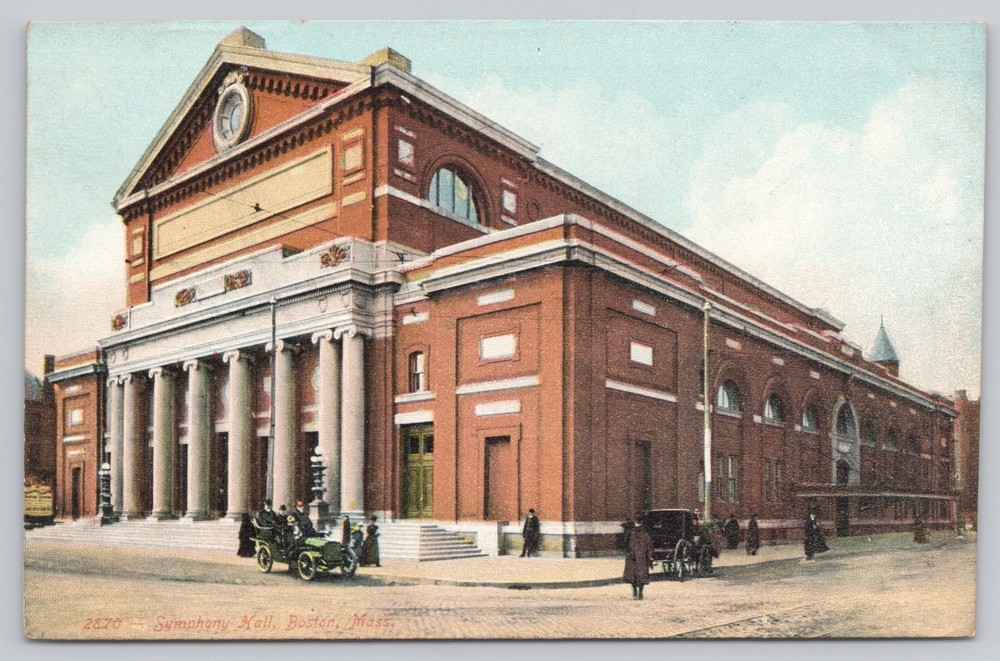 Symphony Hall Boston MA Postcard Early 1900s Architecture Printed in Germany