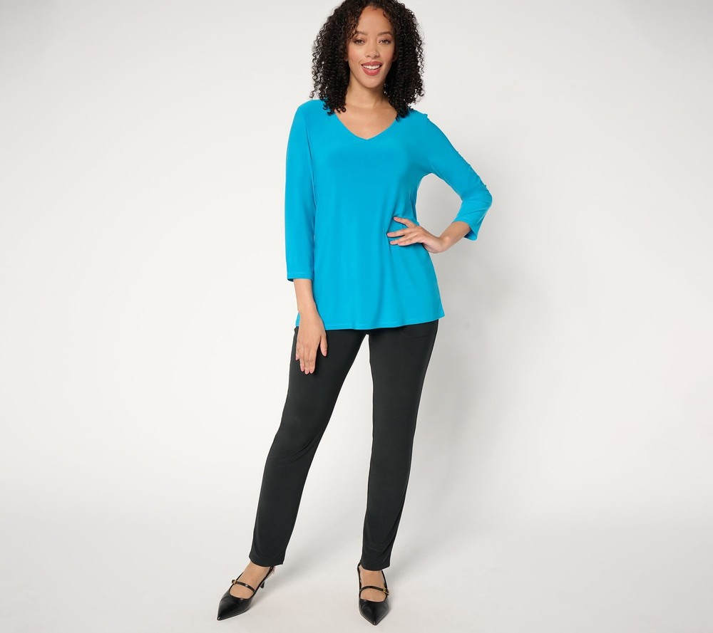Women Control Women's Set Sz L Knit Top & Pant Blue A676750