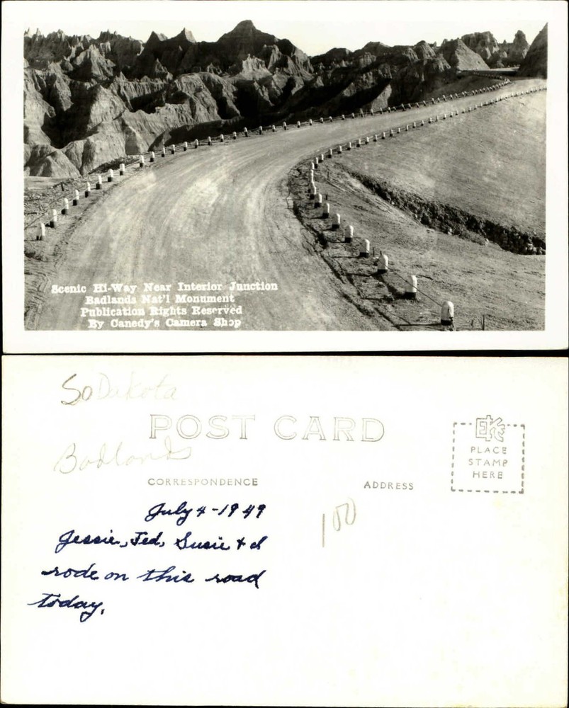 Near Interior Junction Badlands National Monument Canedy's Camera Shop RPPC