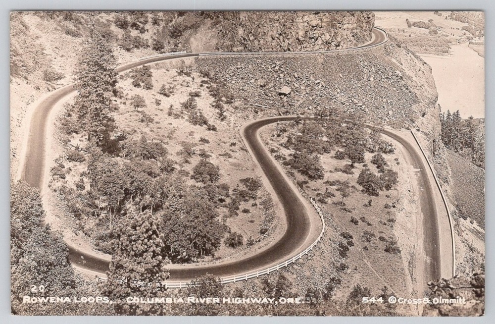 Rowena Loops Columbia River Highway Oregon Vintage RPPC Postcard c1920s