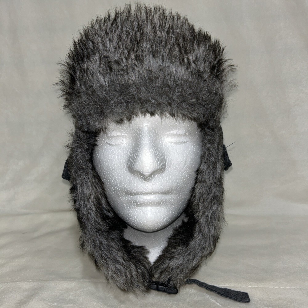 Lids Wool Blend Faux Fur Ear Flap Trapper Winter Hat Dark Gray Charcoal OSFM
