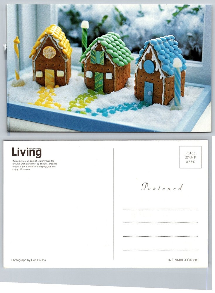 Martha Stewart Living Gingerbread Houses Winter Holiday Scene Postcard