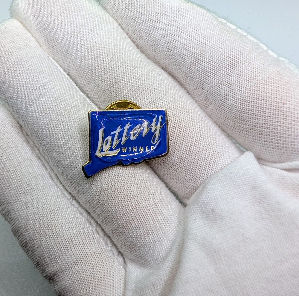 CT Connecticut State Lottery Winner Blue Enamel Souvenir Lapel Pin