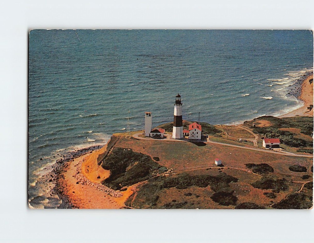 Postcard Montauk Point Lighthouse Historic Long Island New York USA