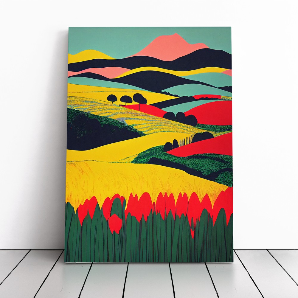 Spring Landscape Pop Art Style Canvas Wall Art Print Framed Picture Home Decor
