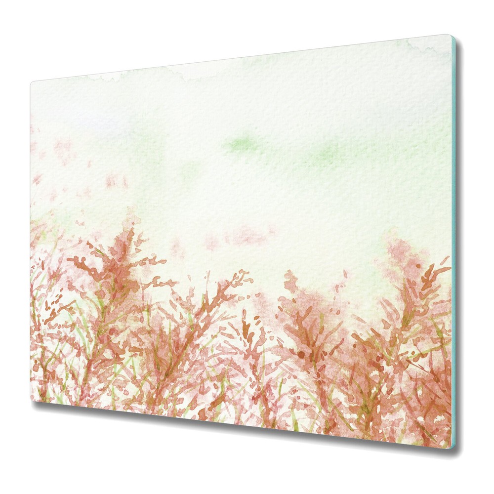 Glass Worktop Saver Watercolour Abstract Meadow Flowers Floral Landscape 60x52