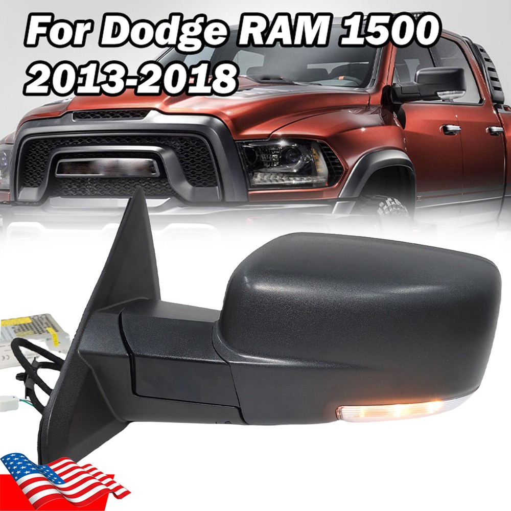 Textured Black Left Power Mirror For Ram 1500 2500 3500 13-18 Heated Puddle Lamp