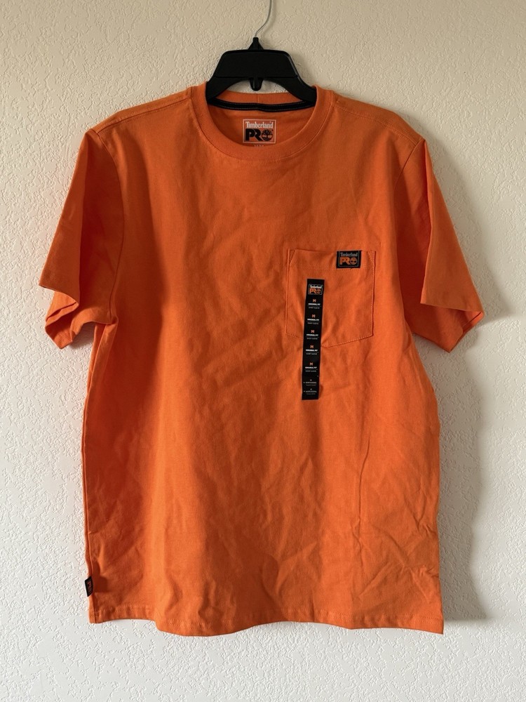 Men's Timberland PRO Logo T-Shirt Athletic Fit Orange NWT Men's Size Medium