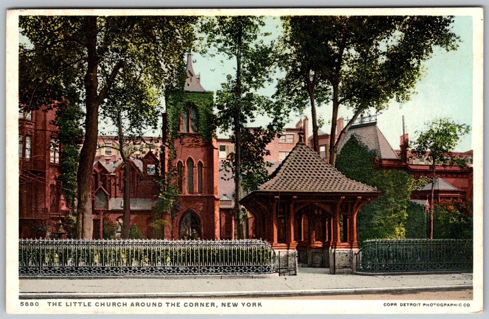 Antique Postcard Little Church Around The New York, NY 1910s