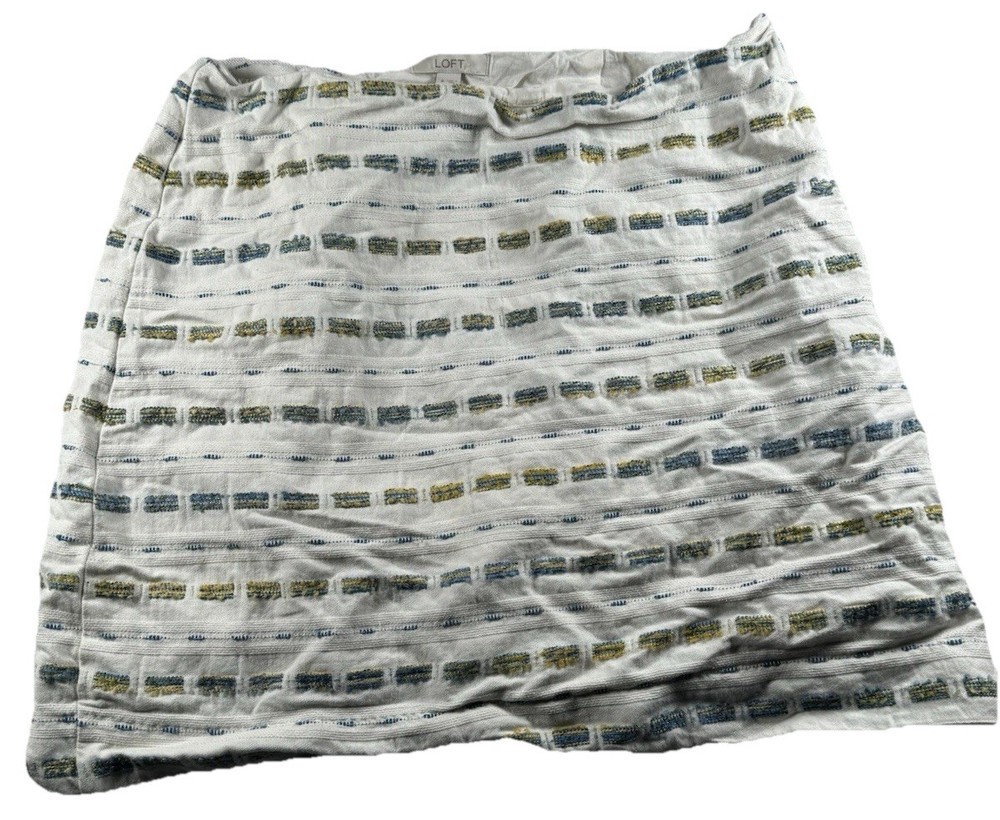 Ann Taylor Loft Whisper White Multicolor Cotton Boucle Skirt Size 8