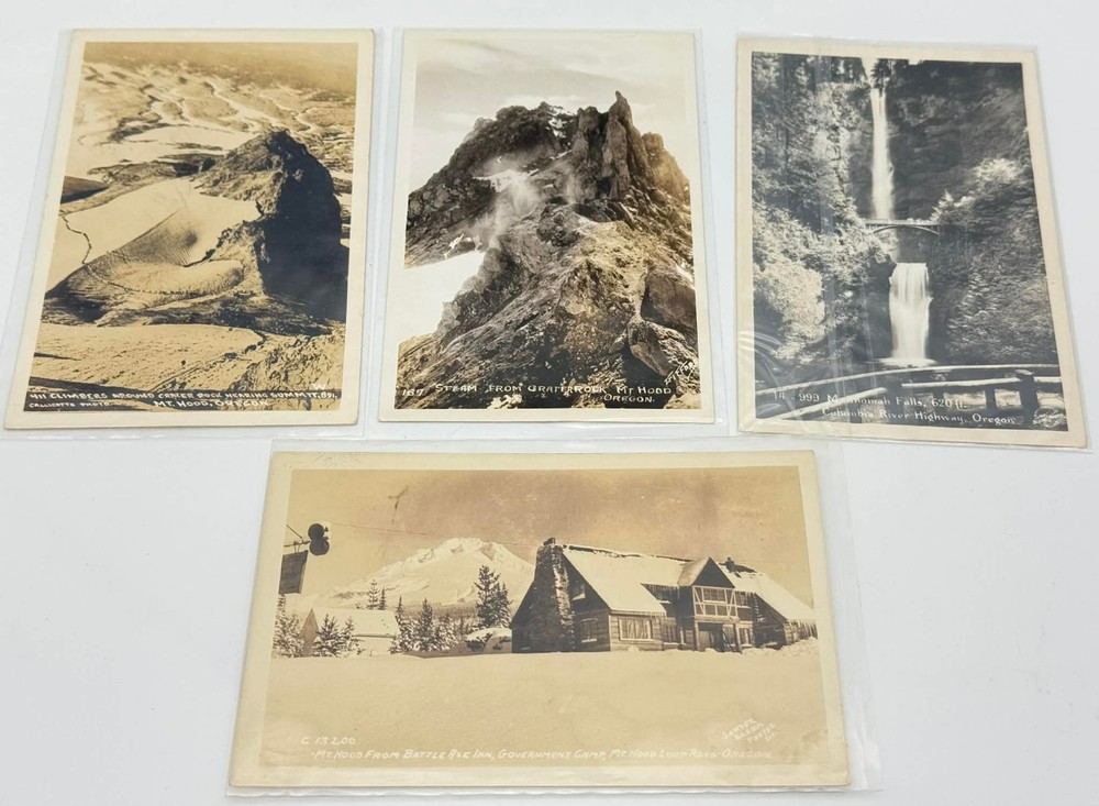 Antique Oregon RPPC Postcard Lot Mt Hood Multnomah Falls Columbia River Scenic